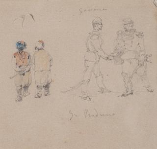 Gerolamo Induno - Studio di figure - Il Generale Giuseppe Govone e altro Ufficiale di Stato Maggiore