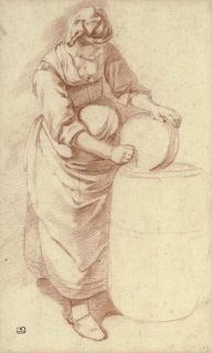 Gerrit Adriaensz. Berckheyde - A maid with a butterchurn