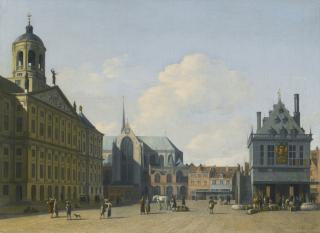 Gerrit Adriaensz. Berckheyde - Amsterdam, A View Of The Dam Square In The Late Afternoon Looking North, With The Town Hall On The Left, The Nieuwe Kerk Beyond It, And The Waag To The Right 
