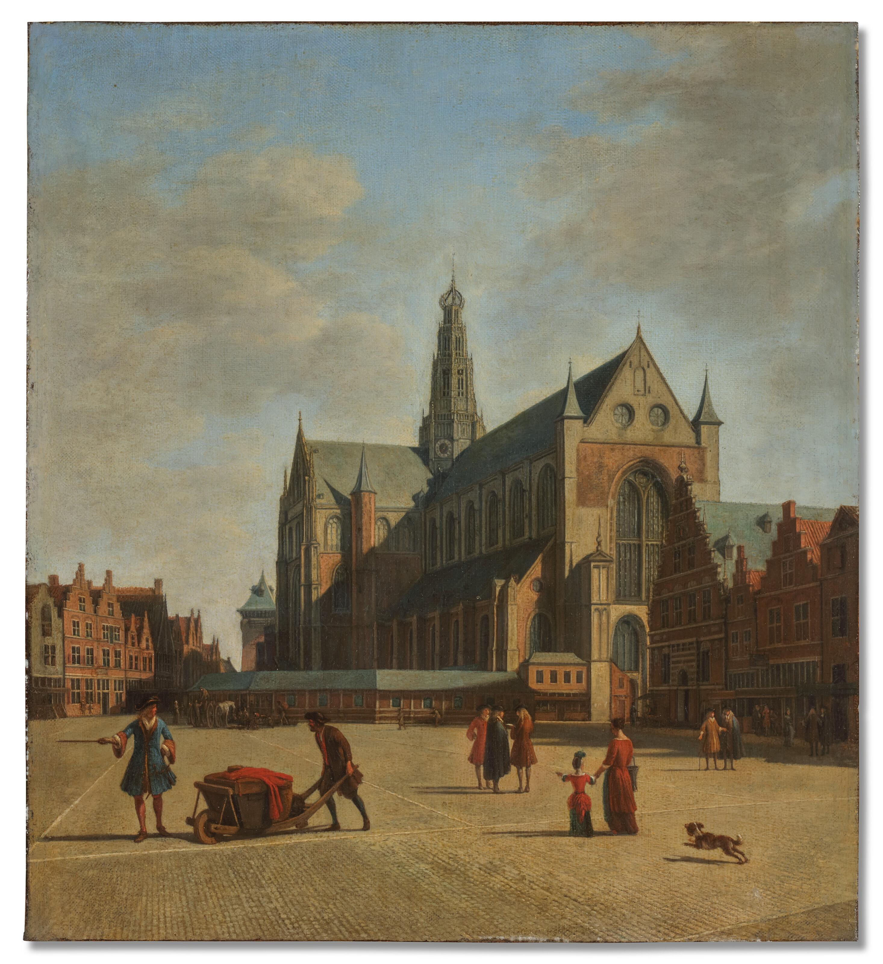 Gerrit Adriaensz. Berckheyde - The Grote Markt, Haarlem, looking south-east, with Saint Bavo\'s church and the Vleeshal