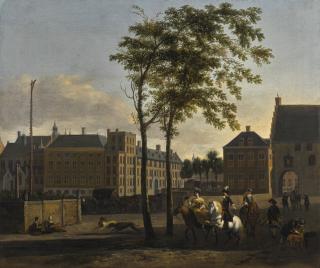 Gerrit Adriaensz. Berckheyde - The Hague, A View Of The Plaats And The Buitenhof, With An Elegant Hawking Party
