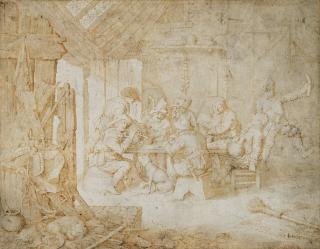 Gerrit Adriaensz. De Heer - Hommes Et Femmes Attablés Dans Une Taverne