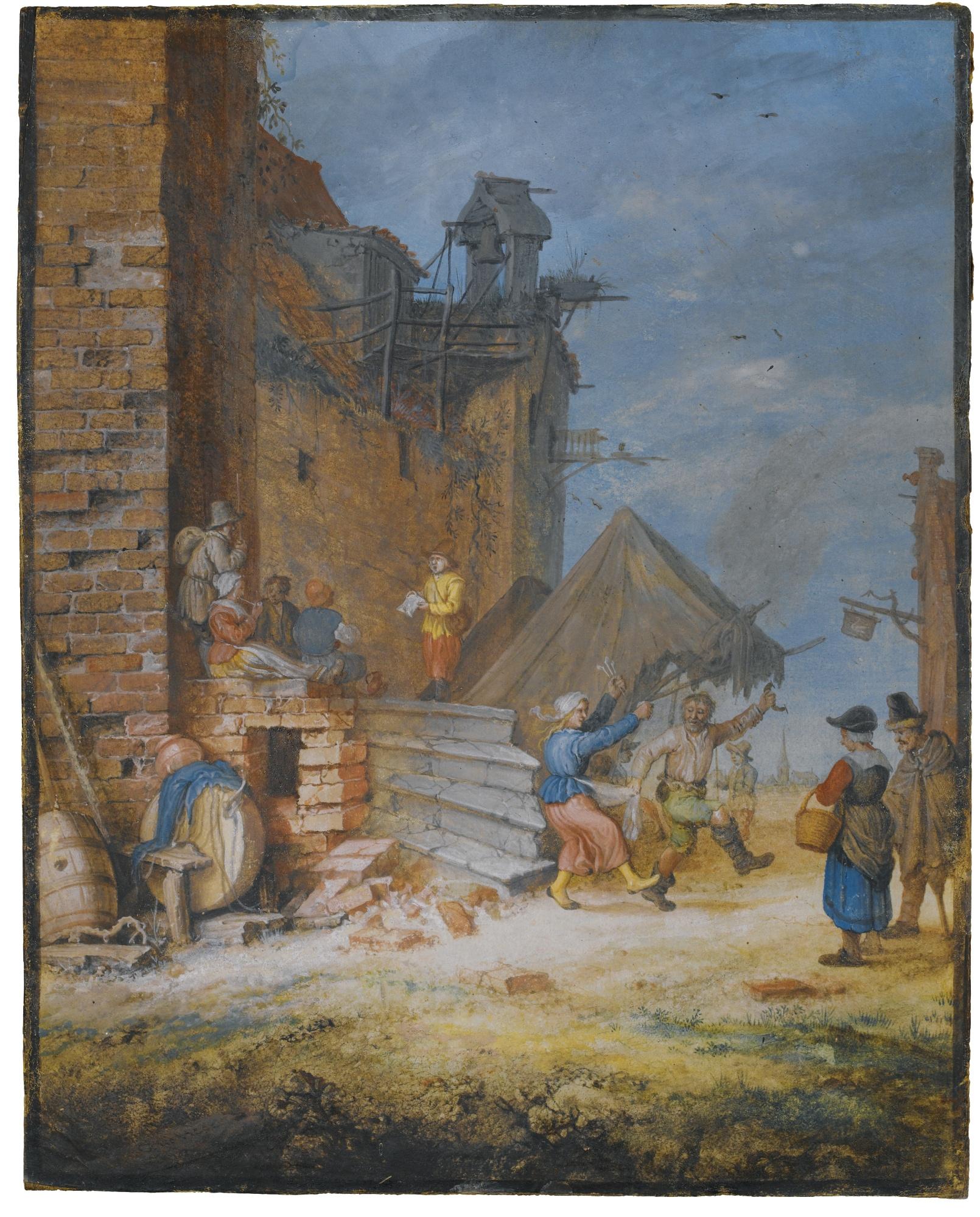 Gerrit Adriaensz. de Heer - Peasants Dancing And Singing By A Crumbling Castle