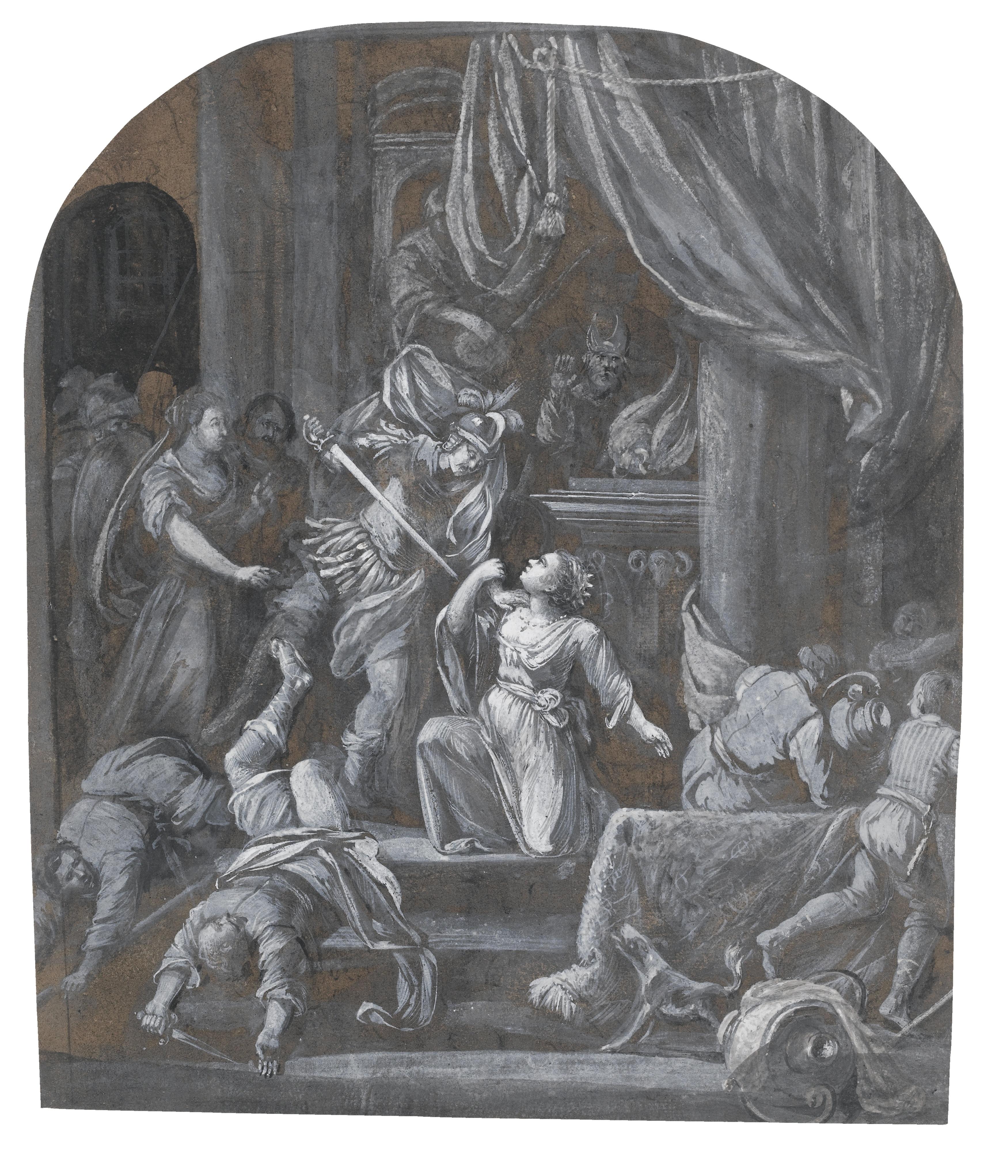 Gerrit Battem - A Woman Being Murdered By A Soldier In A Temple