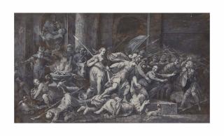 Gerrit Battem - Scène de combat autour d\'un autel de sacrifice