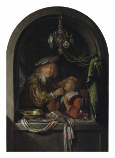 Gerrit Dou - A barber-surgeon examining a girl