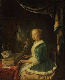 Gerrit Dou - A young lady playing a clavichord