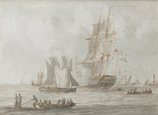 Gerrit Groenewegen - An English Frigate Firing A Salute In Crowded Waters