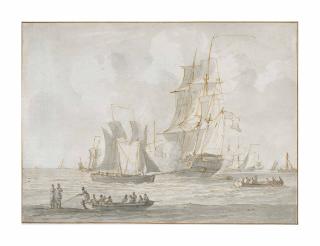 Gerrit Groenewegen - An English Frigate Firing A Salute In Crowded Waters