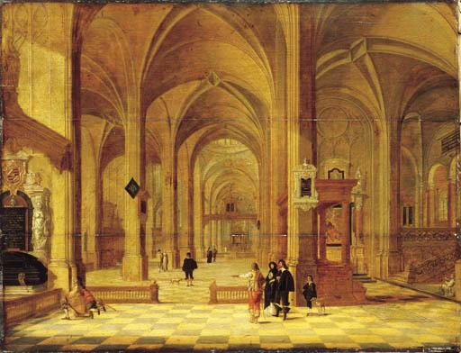 Gerrit Houckgeest - The interior of a church looking east, with elegant company in the foreground