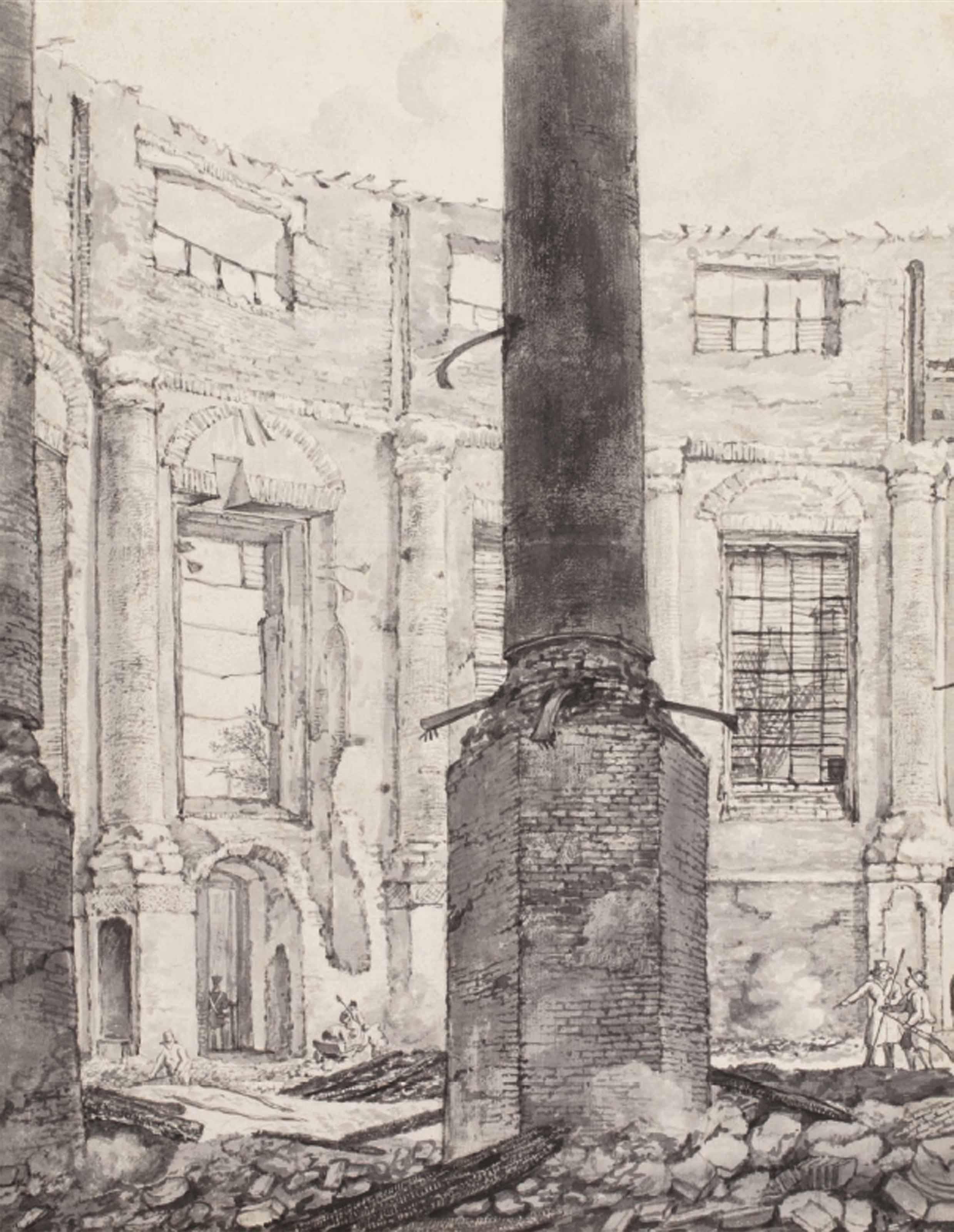 Gerrit Lamberts - The Ruins Of The Lutheran Church, Amsterdam, After The Fire Of 1822, Looking Towards The Organ-Loft