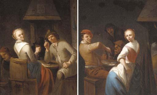 Gerrit Lundens - Peasants merrymaking in a tavern interior