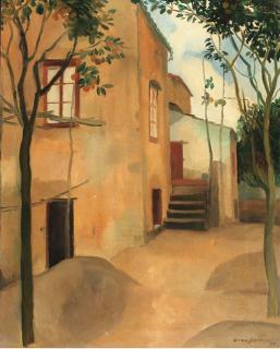 Gerrit van Blaaderen - Houses with orange trees