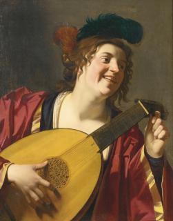Gerrit Van Honthorst - A Woman Tuning A Lute