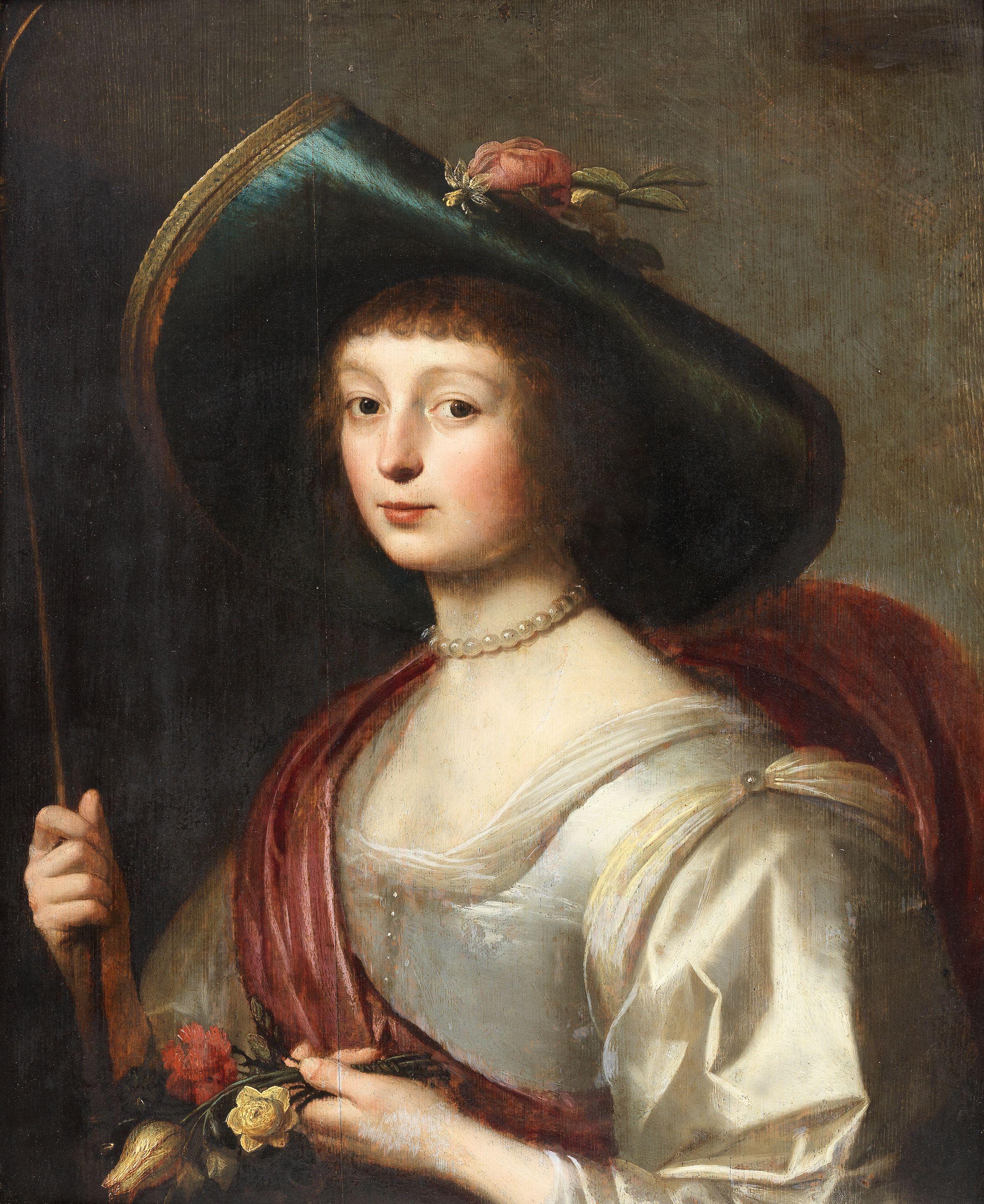 Gerrit Van Honthorst - Portrait Of A Lady, Possibly Catherina Elizabeth Von Hanau, As A Shepherdess