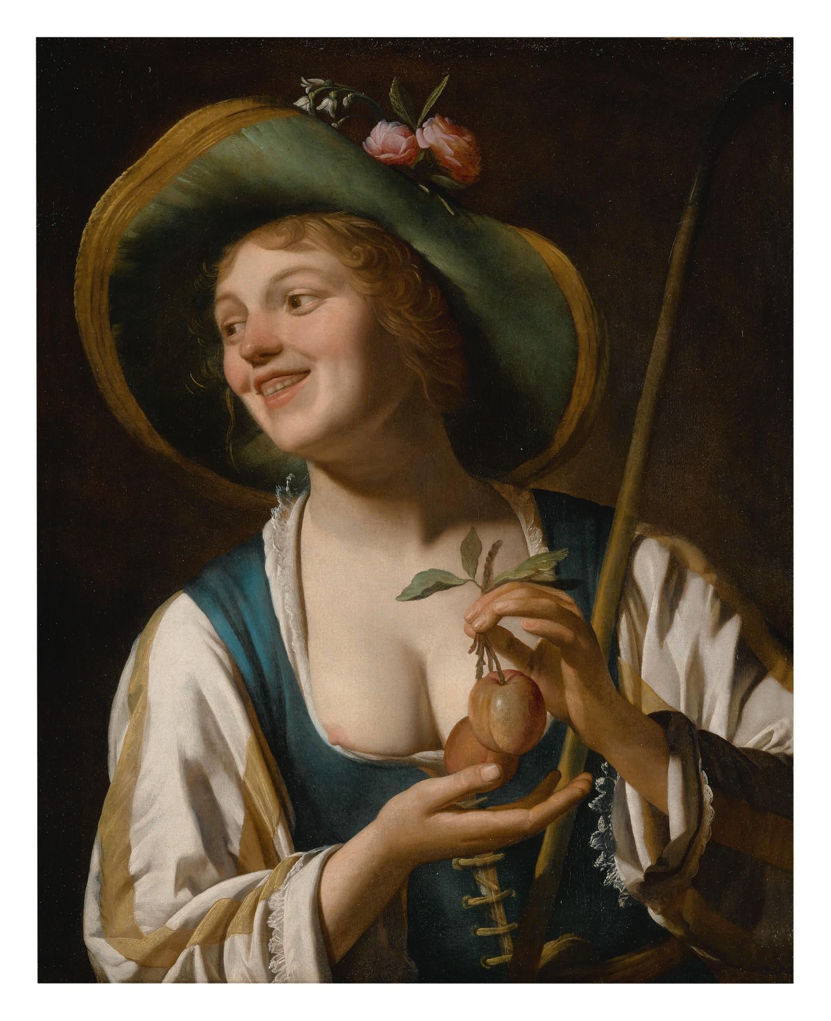 Gerrit Van Honthorst - Shepherdess Holding Plums