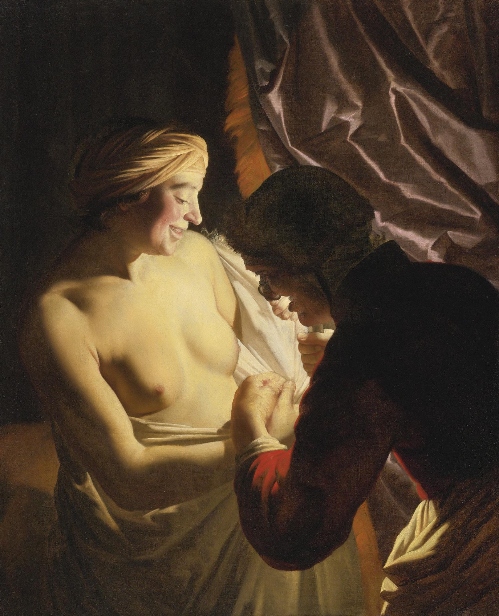 Gerrit Van Honthorst - The Flea Hunt