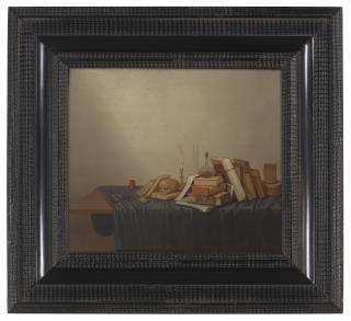 Gerrit van Vucht - A Vanitas With Books, A Skull, A Candle And Various Objects On A Table