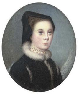 Gervase Spencer - A young lady, in fur-bordered black dress and headress, pearl choker