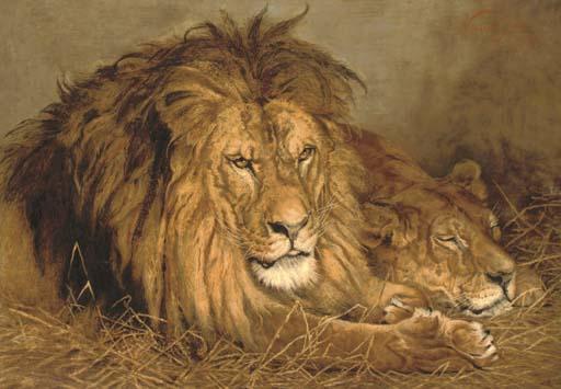 Géza Vastagh - A Lion and a Lioness