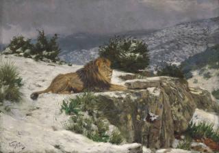 Géza Vastagh - A Lion in the Snow