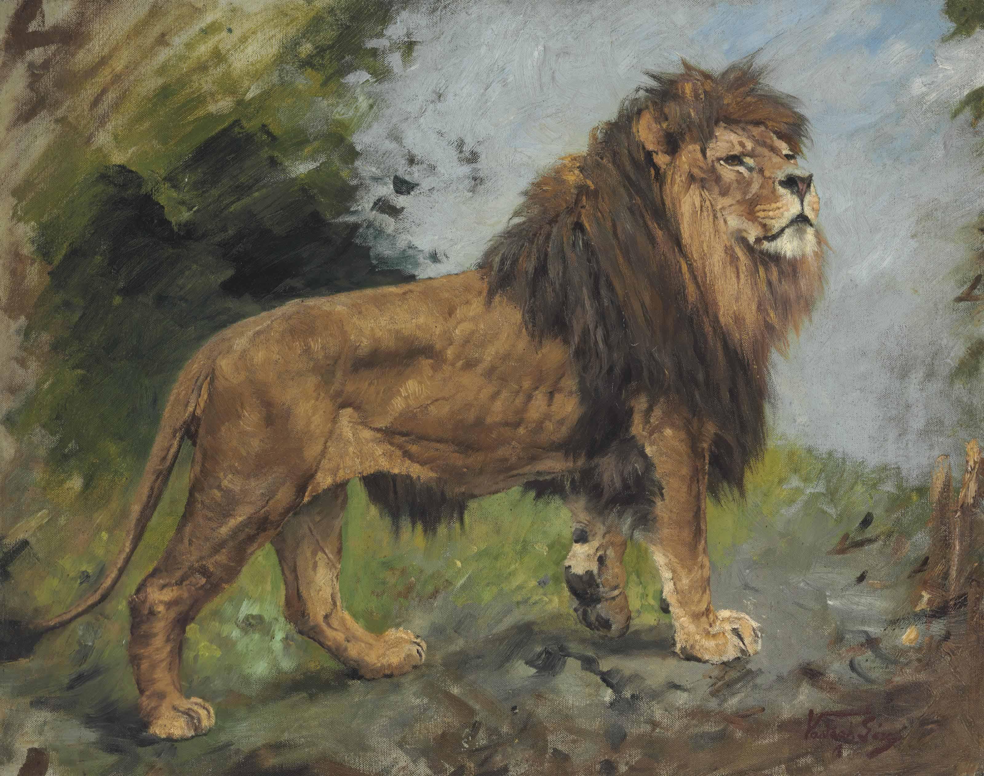 Géza Vastagh - A Lion Walking