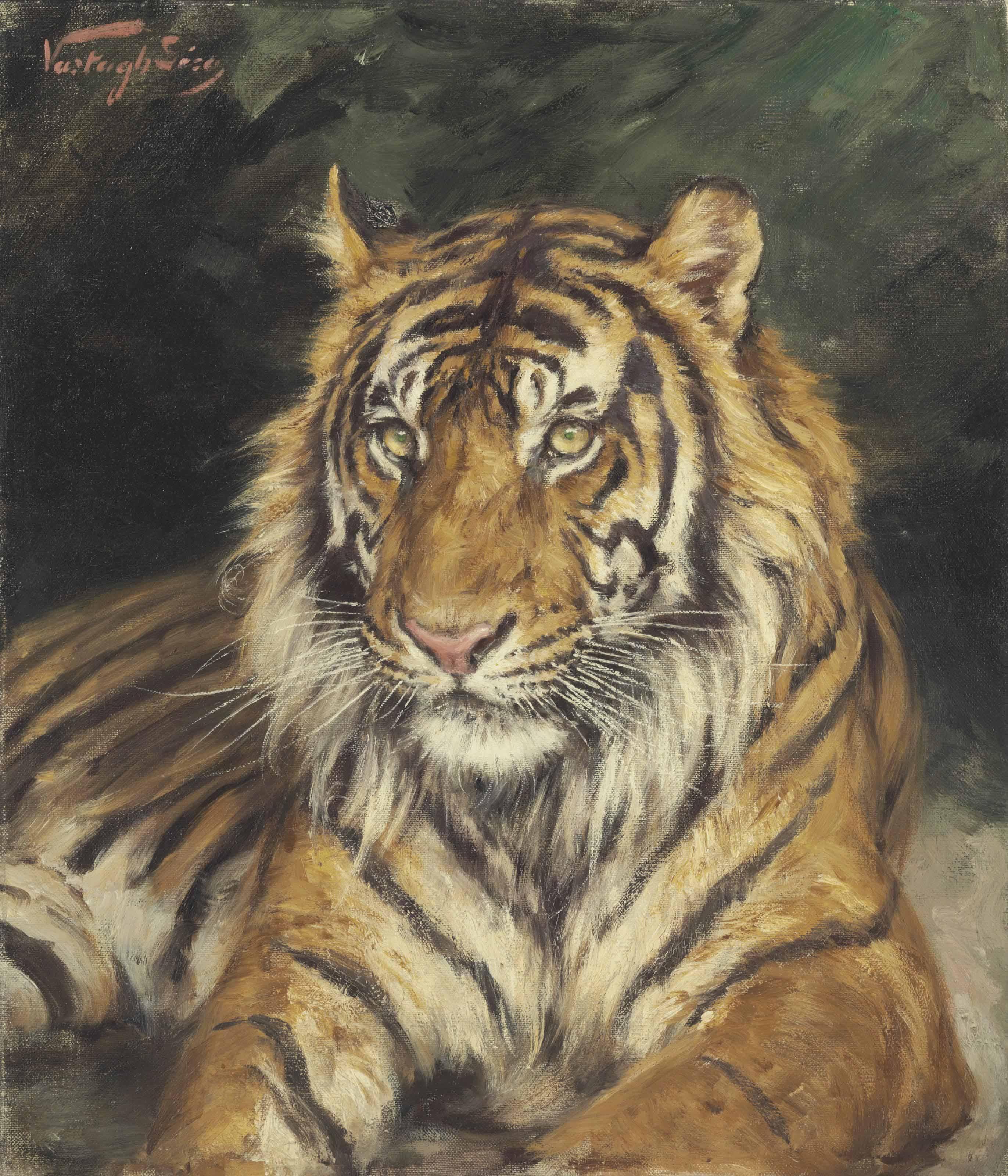Géza Vastagh - A Reclining Tiger