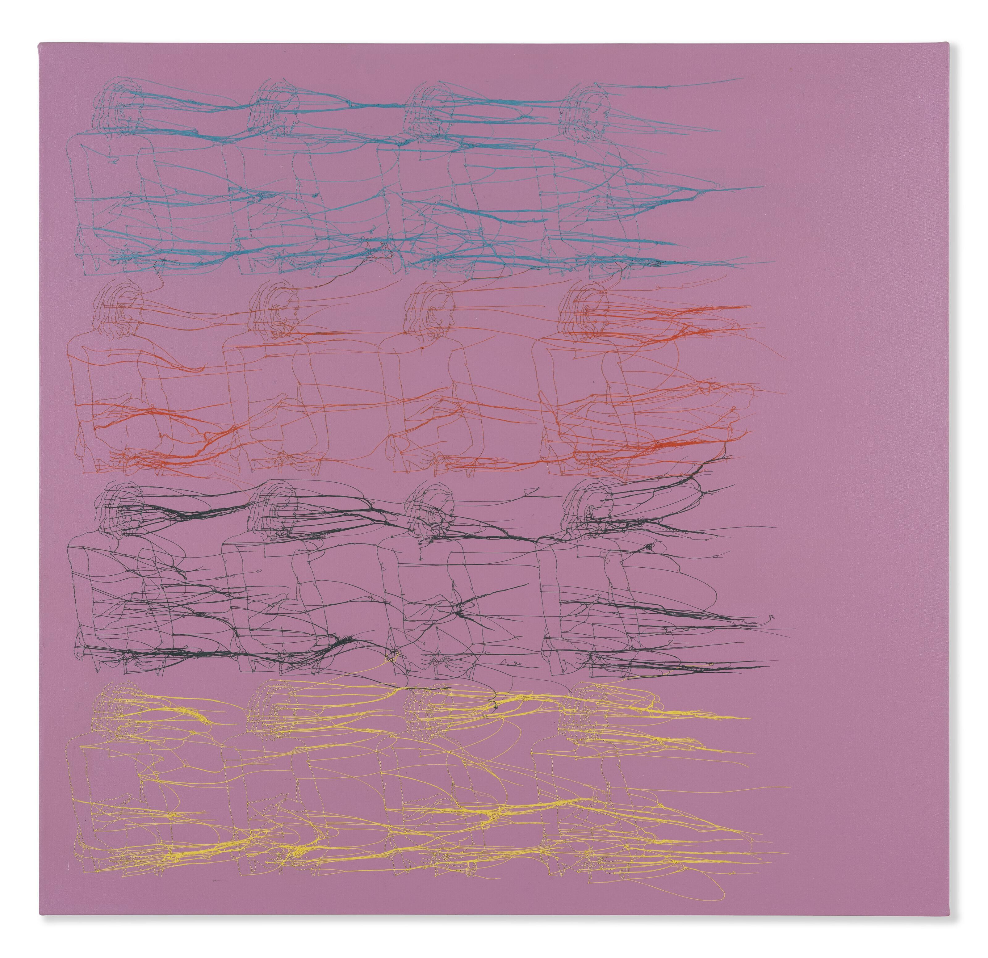 Ghada Amer - Untitled (Violet et 4 Couleures sur le côté)
