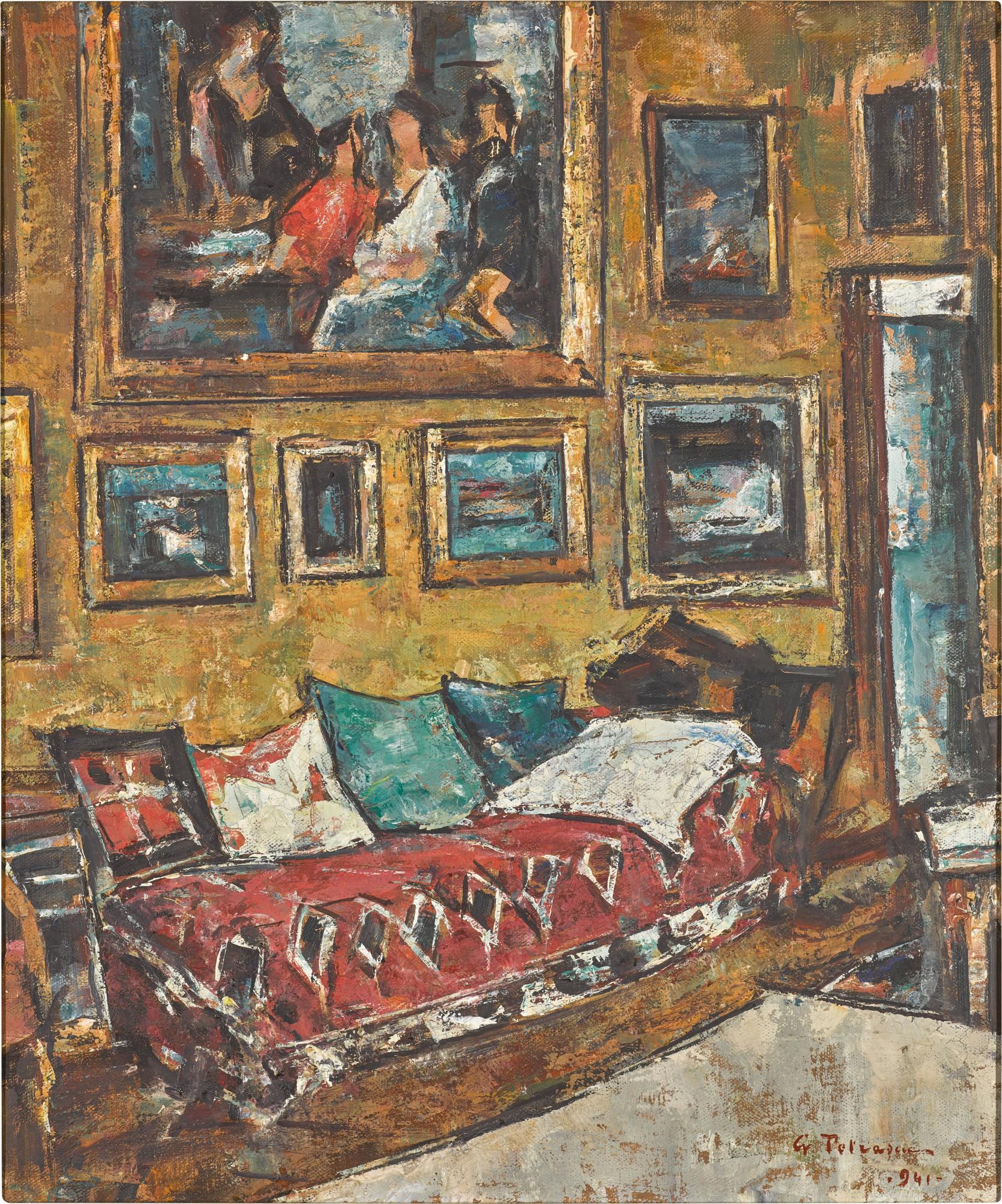 Gheorghe Petrascu - Interior With Paintings