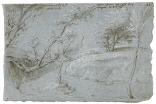 Gherardo Cibo - A Rocky Landscape With Trees