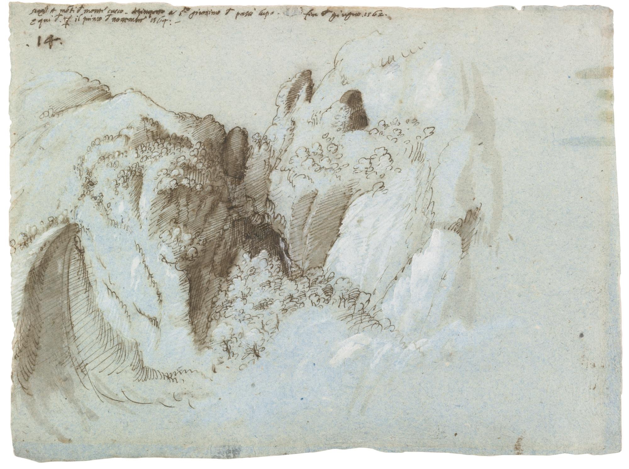 Gherardo Cibo - Study Of A Mountain Landscape