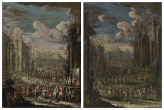 Gherardo Poli - A Capriccio Of Classical Ruins With Musicians And A Country Dance; And A Capriccio Of Classical Ruins And Players Performing The Commedia Dell\'Arte