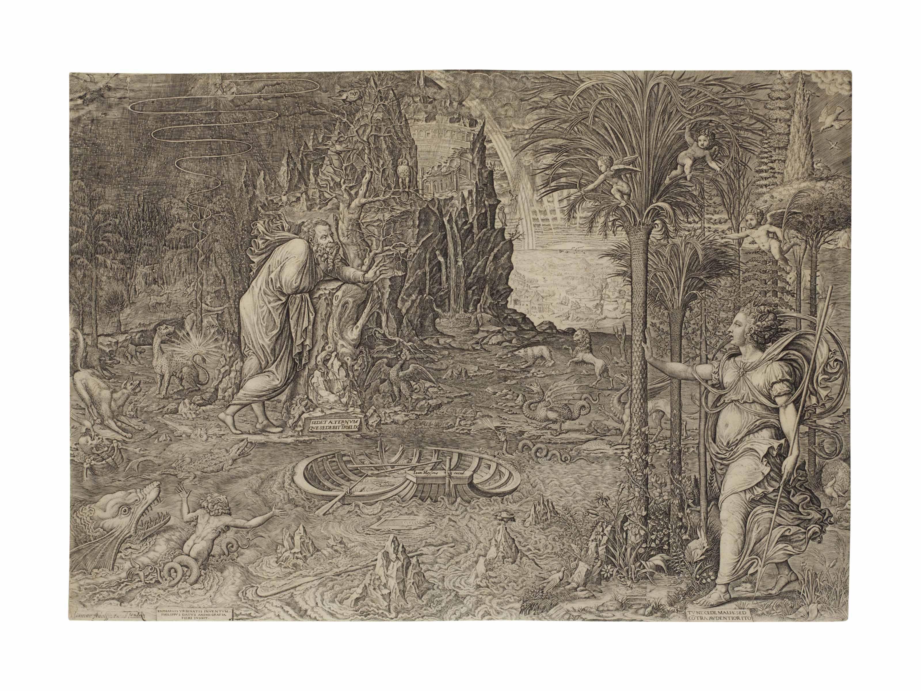 Ghisi, Giorgio. - An Allegory of Life, or The Dream of Raphael (Bartsch 67; Lewis 28)