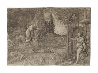 Ghisi, Giorgio. - An Allegory of Life, or The Dream of Raphael (Bartsch 67; Lewis 28)