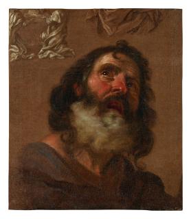 Giacinto Brandi - Head Of A Bearded Man, With Compositional Studies En Grisaille
