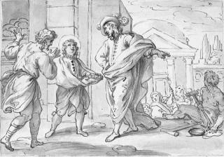 Giacinto Calandrucci - A Boy-Saint Distributing Food To The Poor