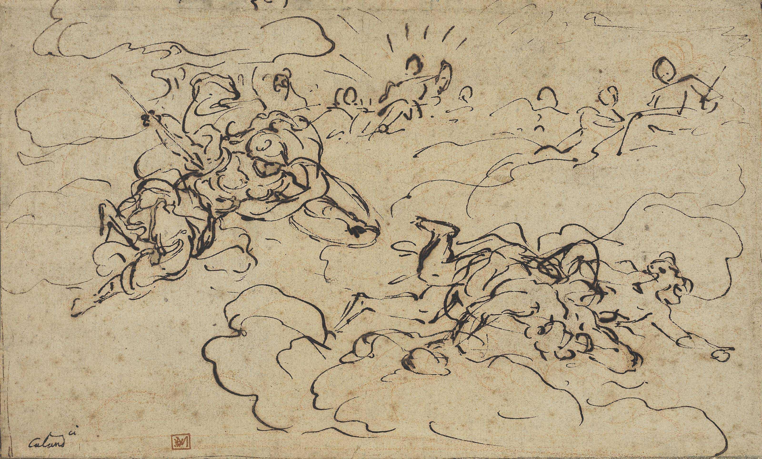 Giacinto Calandrucci - Minerva expelling the vices