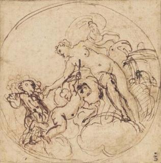Giacinto Calandrucci - Vénus et putti sur des nuages