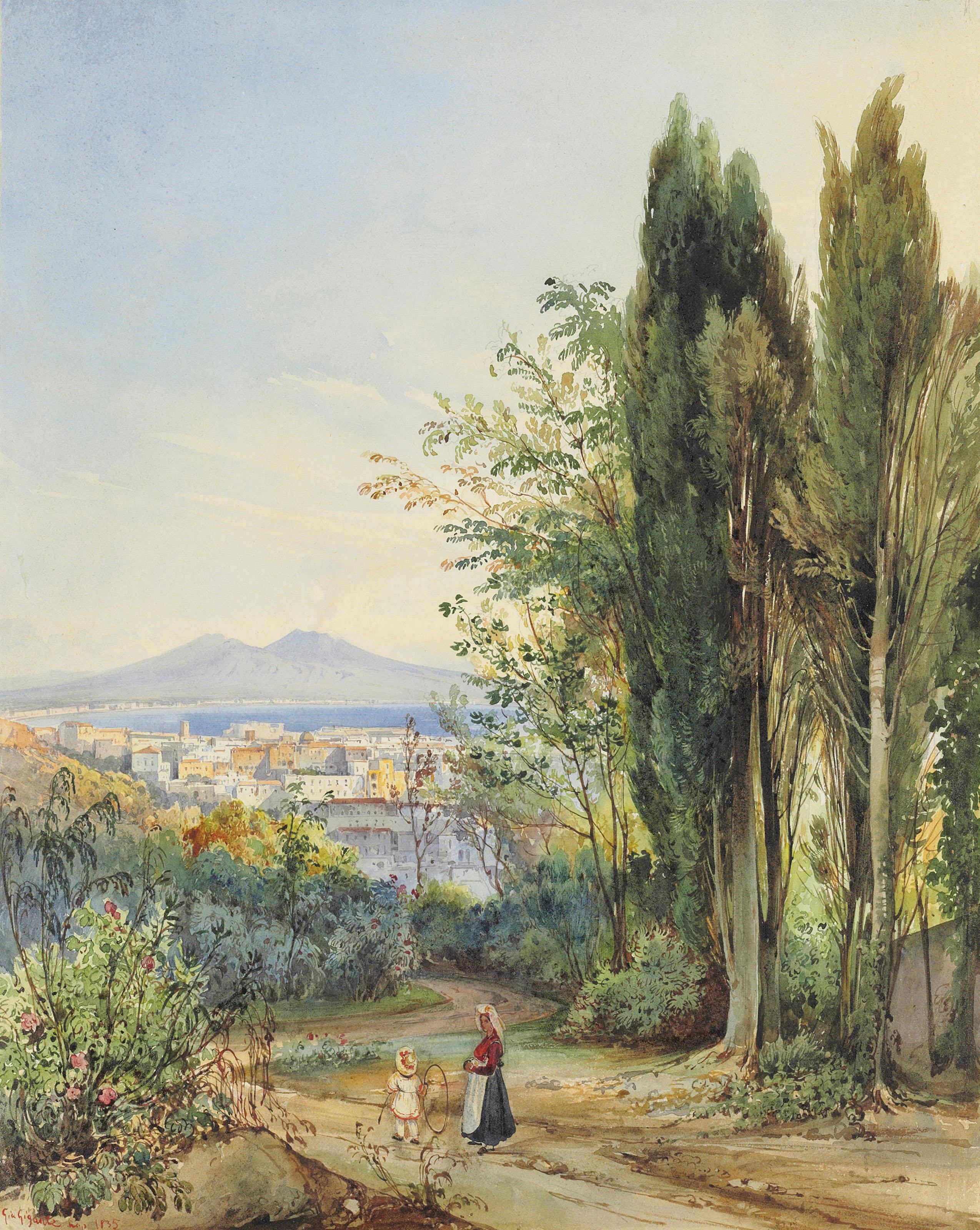 Giacinto Gigante - A view of the Bay of Naples from the Vomero
