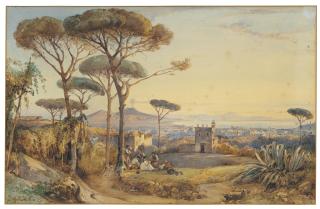Giacinto Gigante - A view of the bay of Naples, with Vesuvius in the background, seen from the north