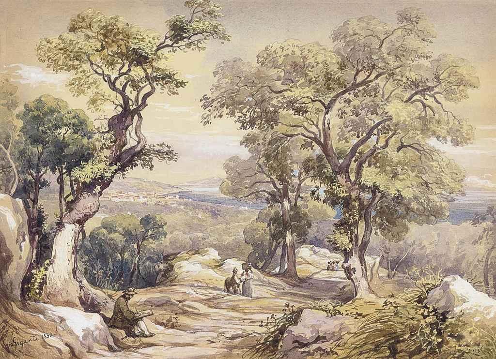 Giacinto Gigante - An artist sketching on a Neapolitan track