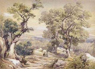 Giacinto Gigante - An artist sketching on a Neapolitan track