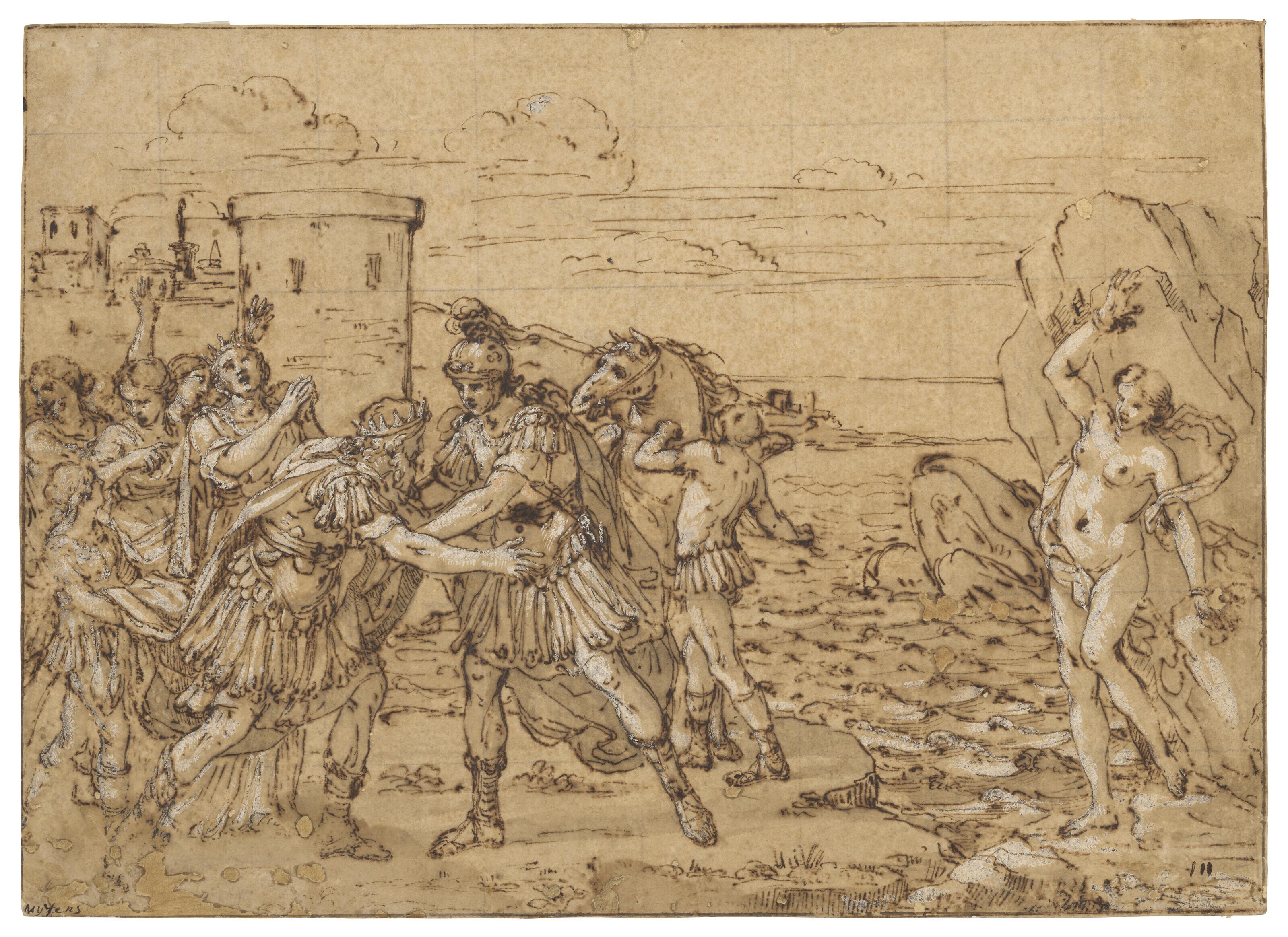 Giacinto Gimignani - Persée accueille Cerphée et Cassiopée avant de sauver leur fille Andromède du monstre marin