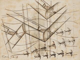 Giacomo Balla - Linee andamentali + successioni dinamiche; Volo di rondini; studio