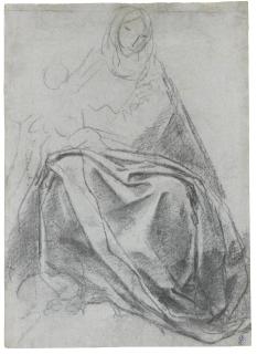 Giacomo Cavedone - Recto: Madonna And Child Seated On Clouds Verso: Study Of Hands