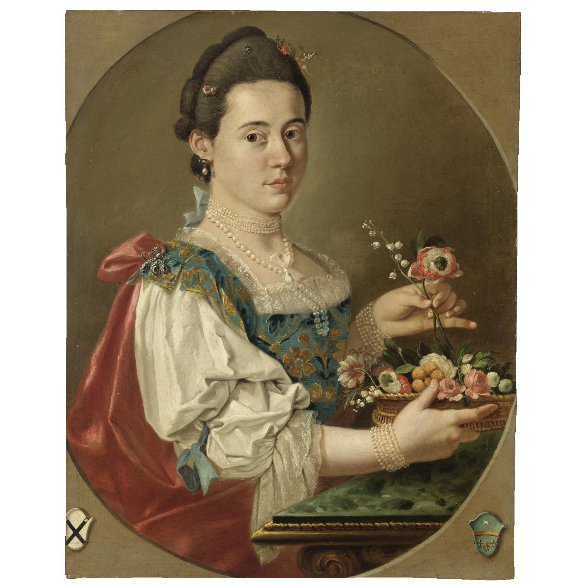 Giacomo Ceruti - Ritratto Di Gentildonna Con Cesto Di Fiori