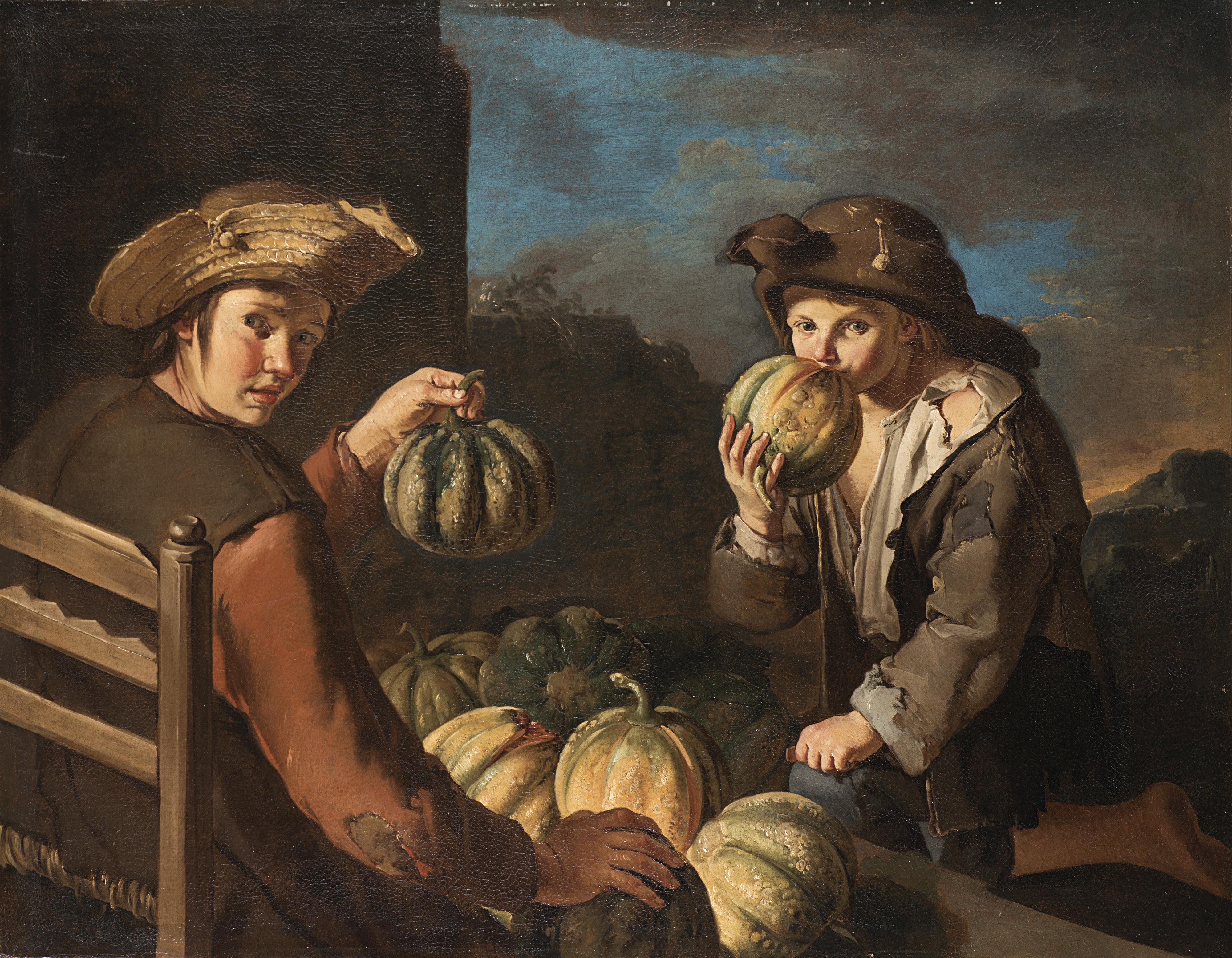 Giacomo Francesco Cipper - Due giovani con zucche e meloni (L\'autunno)