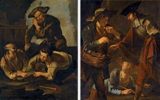 Giacomo Francesco Cipper - Due scene di genere con pitocchi