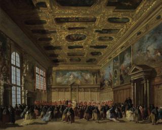 Giacomo Guardi - Reception By The Doge of The Ambassadors In The Sala Del Collegio