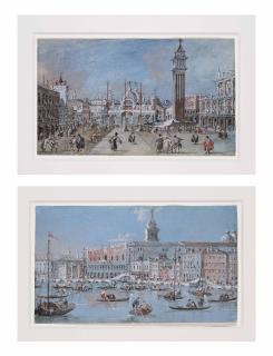 Giacomo Guardi - The Piazza San Marco, Venice; and View of the Riva degli Schiavoni, Venice, with the Doge\'s Palace and the Piazzetta San Marco